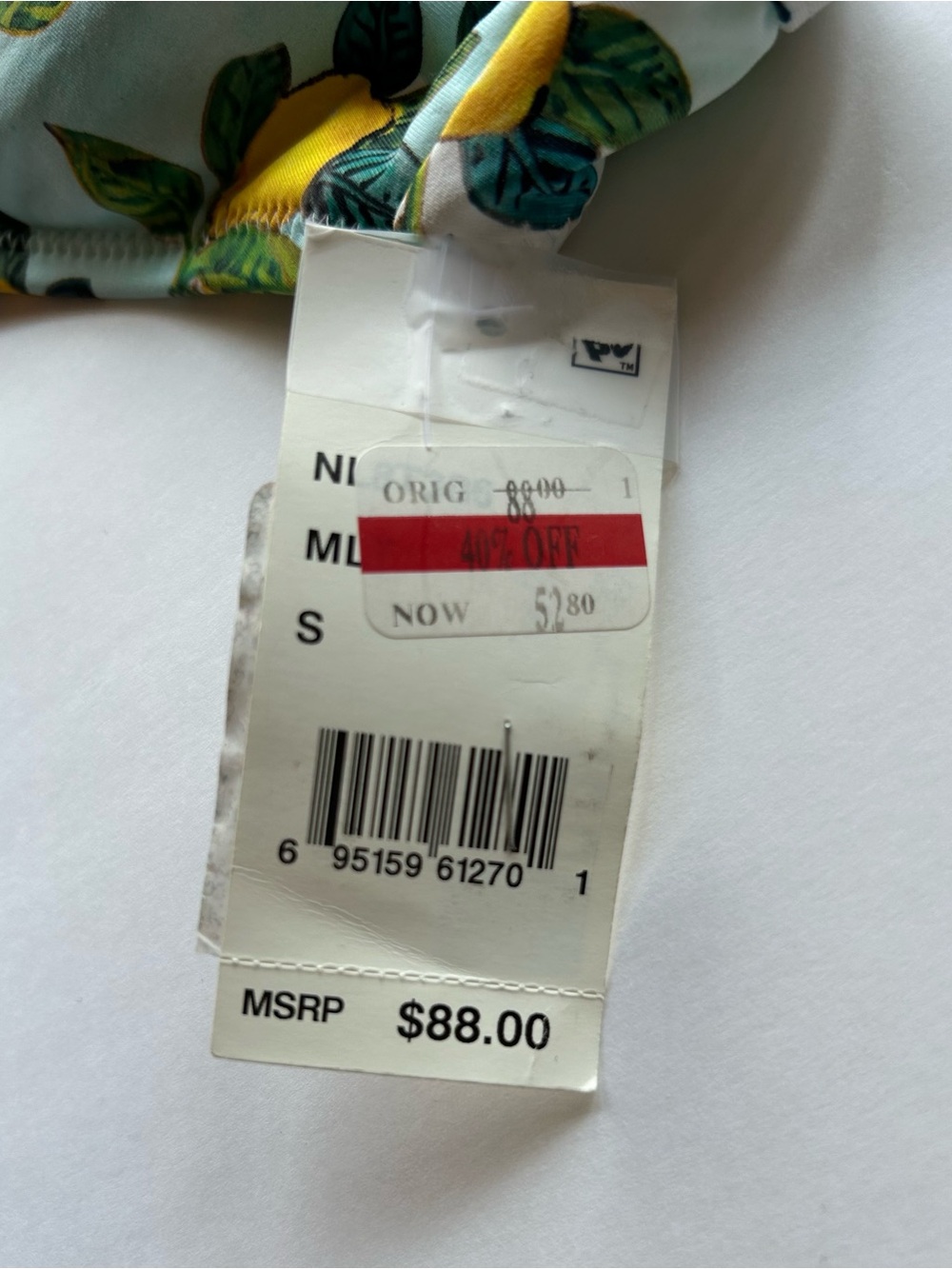 NWT Nanette Lepore Yellow Lemon Print Bikini Top on Light Blue - Picture 7 of 9
